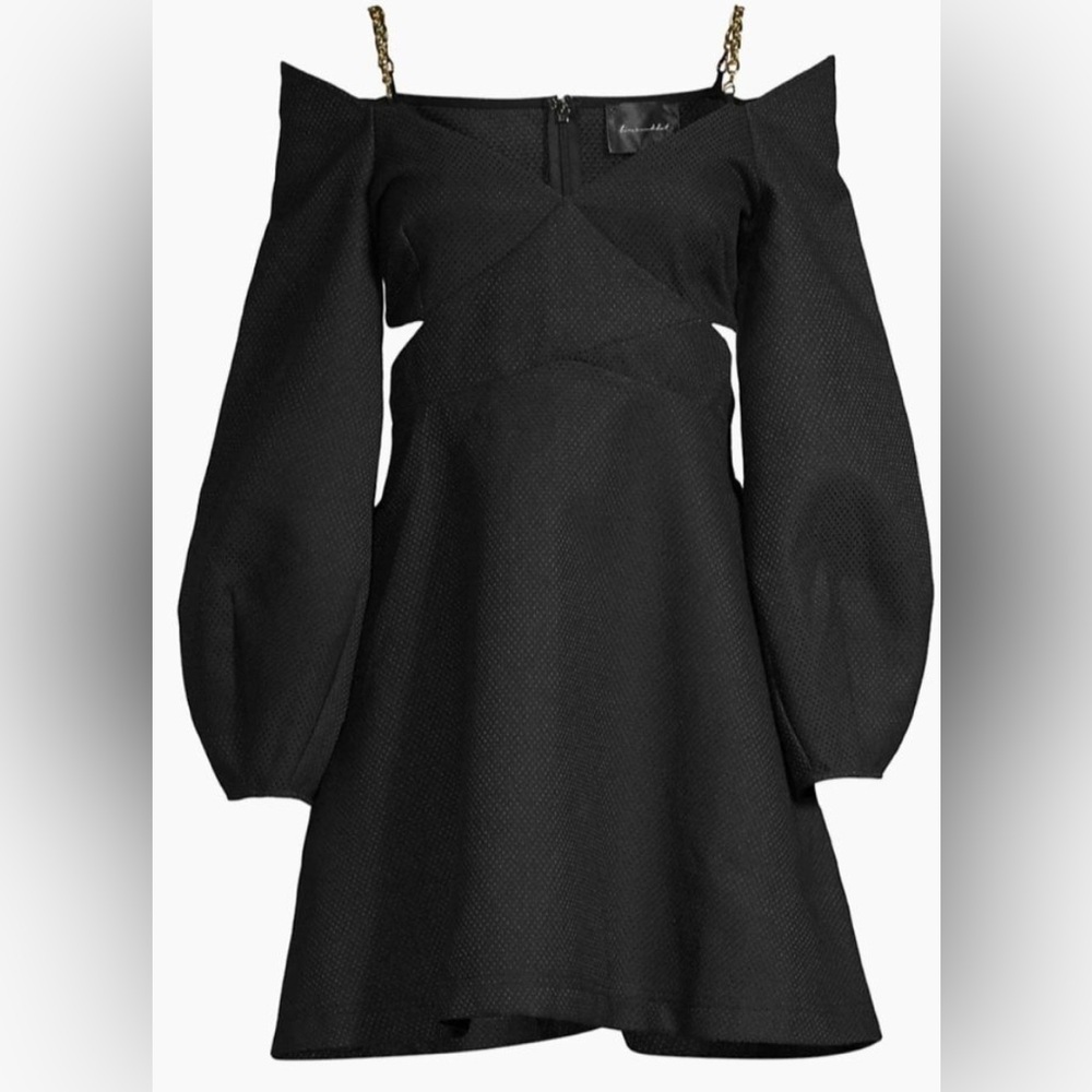 Line & Dot black Evelyn CutOut chain tank puff sleeve Mini dress SZ L Used once